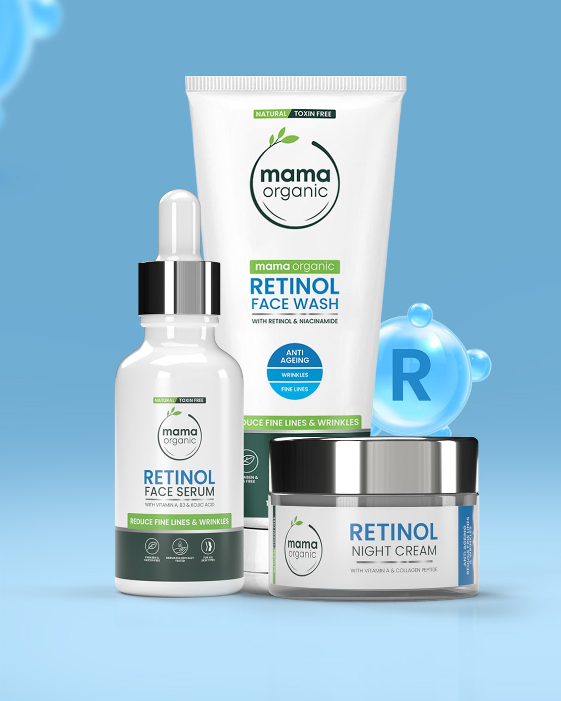 Retinol Anti Aging Kit | Face Wash 100ml + Serum 30ml + Cream 50g Retinol Anti Aging Kit | Face Wash 100ml + Serum 30ml + Cream 50g