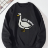 Men's Thermal Lined Sweatshirt with Duck and Slogan Print