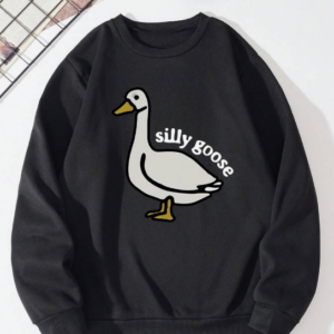 Men's Thermal Lined Sweatshirt with Duck and Slogan Print