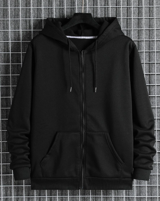 Men's Drawstring Zip Up Hoodie with Slant Pocket Men's Drawstring Zip Up Hoodie with Slant Pocket