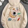 Alien Print Hooded Sweatshirt and Men's Spaceship