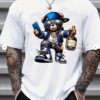 Men's Summer Cartoon Bear Printed Round Neck Short Sleeve Casual T-Shirt